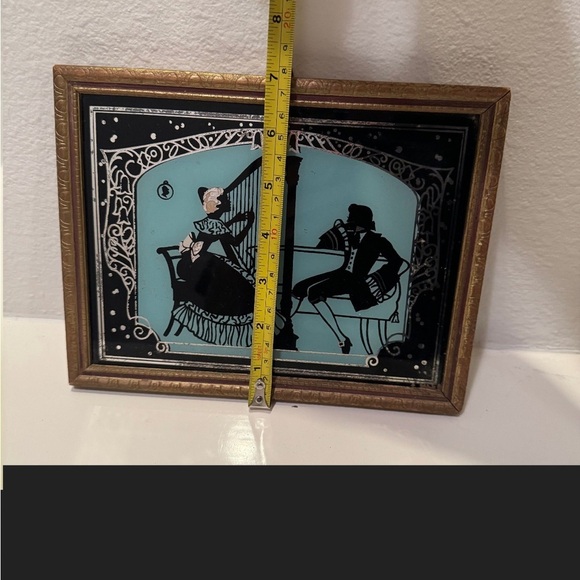 Antique 1920s-1930s Reverse Mirror Victorian Silhouette Framed Art - Picture 8 of 9